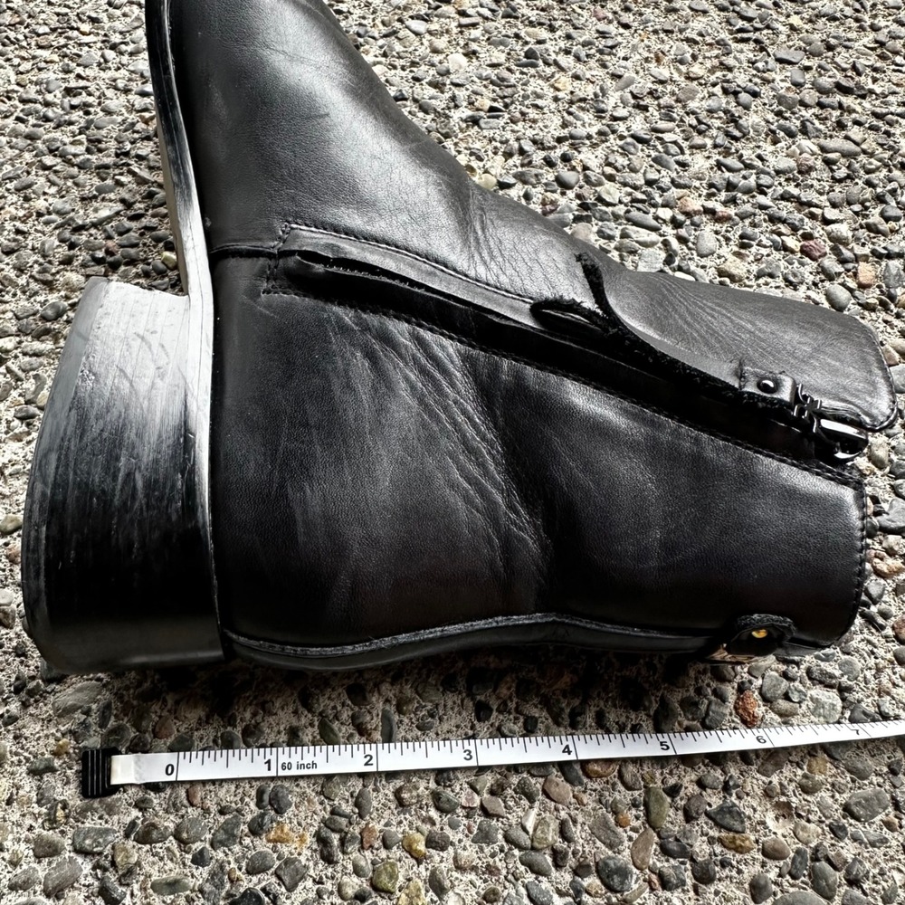 Sam Edelman Boots Shoes Thatcher Black Leather Square Toe Ankle Gold Logo 8.5 - Picture 10 of 11